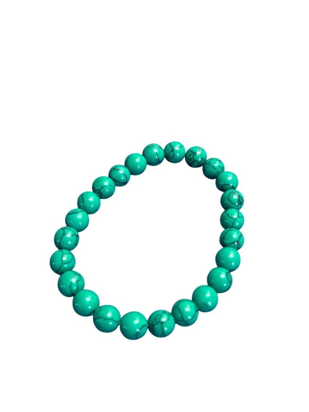 Green Dyed Howlite Stone Beaded Stretchy Bracelet 6.5 inches Unstretched